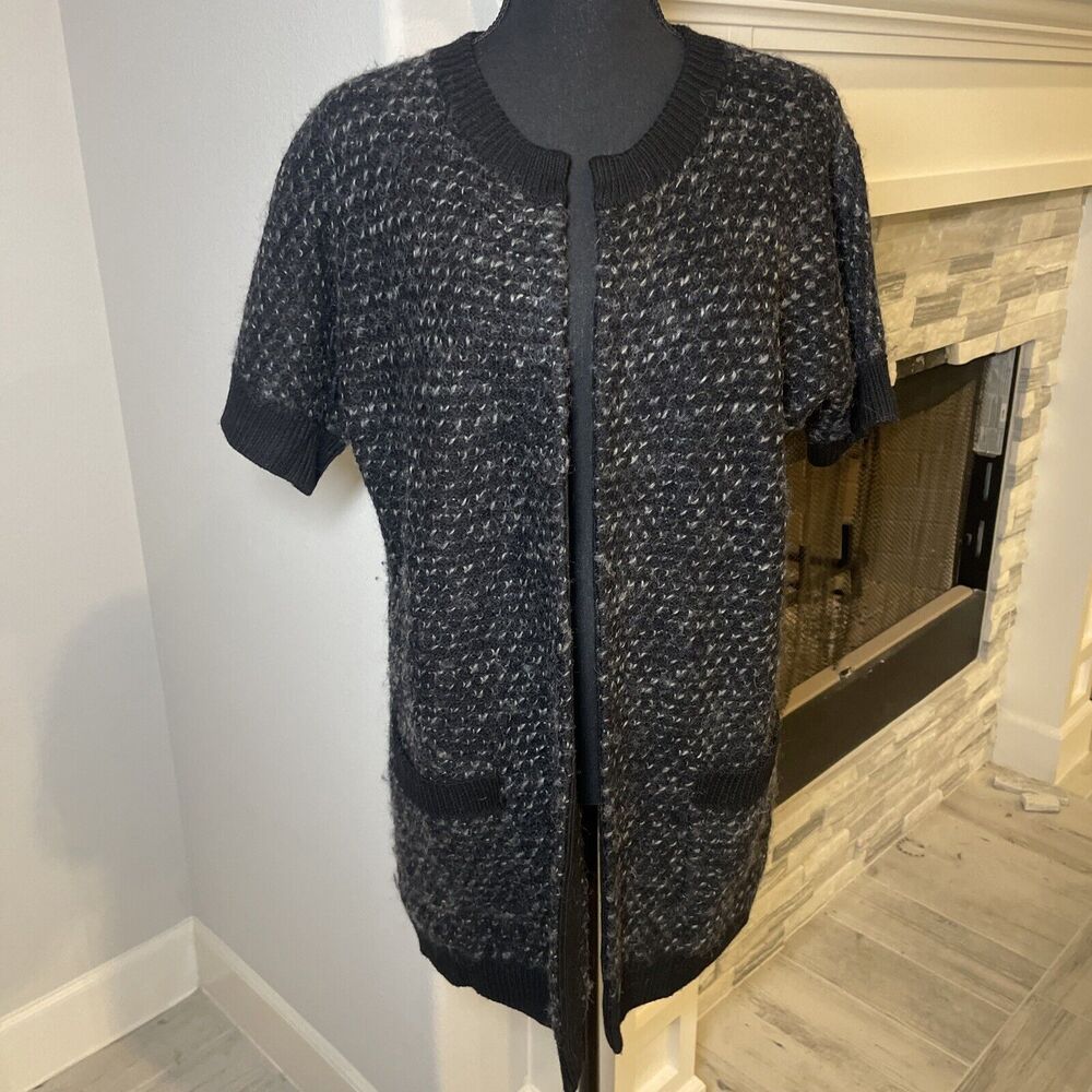Pendleton Wool Cardigan Sweater Sz MP (Petite) Women Open Front Black